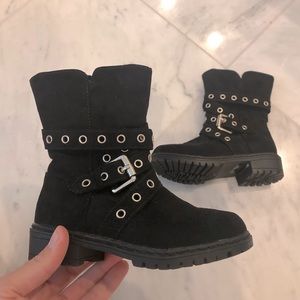 Stuart Weitzman Black Luge Eyelet Toddler Boots